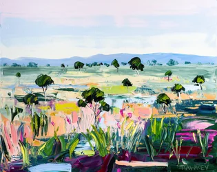 Paesaggio campestre dai colori vivaci