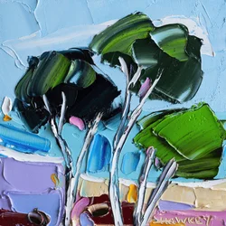 Alberi dai colori vivaci in tecnica a impasto