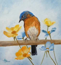 Un uccellino azzurro tra i fiori