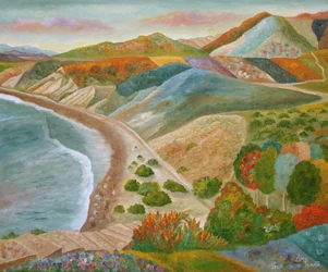 Vista sulle colline costiere dai colori vivaci