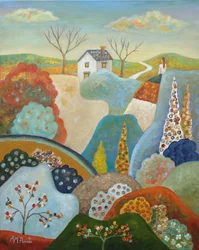 Una casa di campagna dai colori vivaci