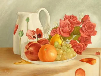 Frutta fresca e rose
