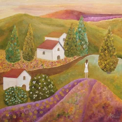 Donna tra i campi di lavanda