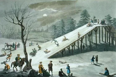 Scivolata sulla neve in un parco pubblico russo, inizio XIX secolo