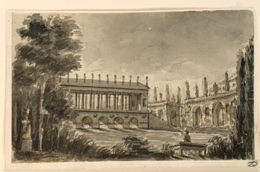 Scenografia, un ponte porticato