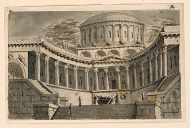 Progetto scenografico, atrio del tempio