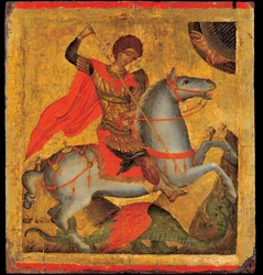 San Giorgio e il drago. Dipinto di Angelos Akotandos, ca 1440-1460