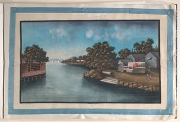 Album contenente dodici dipinti di scene lungo un fiume