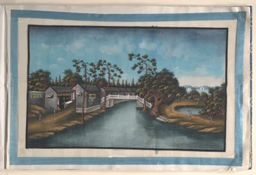 Album contenente dodici dipinti di scene lungo un fiume