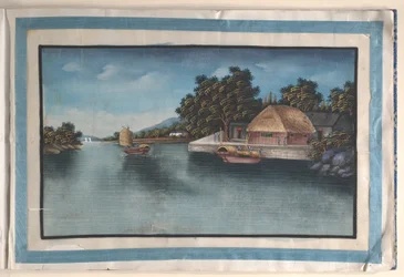 Album contenente dodici dipinti di scene lungo un fiume