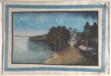 Album contenente dodici dipinti di scene lungo un fiume