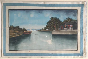 Album contenente dodici dipinti di scene lungo un fiume