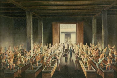 Riempimento delle casse da tè; e produzione del tè nel primo processo, c.1820