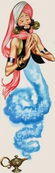 Genio che esce dalla sua lampada, illustrazione da "Aladino e la sua lampada meravigliosa" (gouache su carta)
