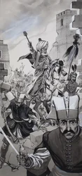La caduta di Costantinopoli (gouache su carta)