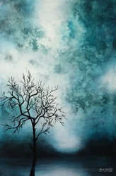 Albero color verde acqua nebbioso
