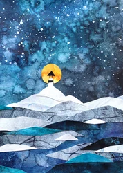 Faro invernale al chiaro di luna