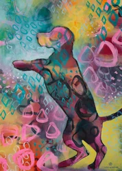 Cane astratto dai colori vivaci