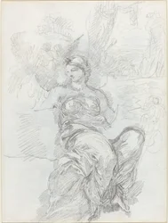 Angelo seduto in un paesaggio (recto)