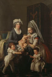 Ritratto di una signora, in un interno con la sua governante e tre bambini