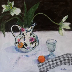 Natura Morta con Tulipani Bianchi e un Bicchiere, 2019