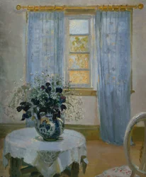Interno con clematide (fiore)