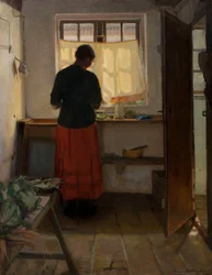 La cameriera in cucina