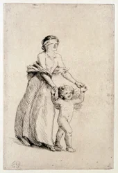 Cupido che guida una ragazza bendata