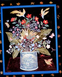 Fiori in una tazza blu