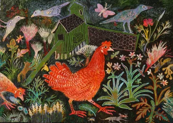 Corsa della gallina rossa, 2018 (acrilico)
