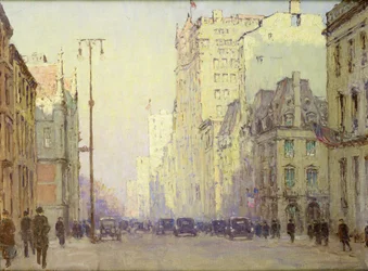 5th Ave, at 57th Street, 1918 circa (olio su tela)