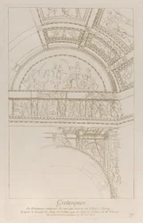 Grottesche: dettaglio dei rilievi in stucco che decorano il Colosseo a Roma, ca. 1729