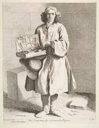 Venditore ambulante di coltelli, forbici e pettini, 1742