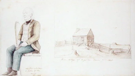 Prima casetta di Angelica e il primo colono della contea di Allegany, New York