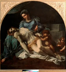 Pietà. Dipinto di Annibale Carracci (Annibal Carrache) (1560-1609). 1599-1600. Dimensioni: 156 x 149 cm. Napoli, Museo Nazionale di Capodimonte