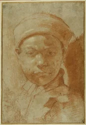 Ritratto di un giovane, busto, con un berretto rotondo