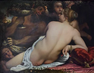 Venere, due satiri e Cupido