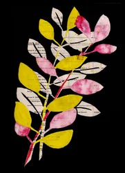Collage botanico rosa e giallo