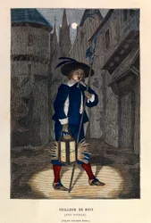 Una guardia notturna a Parigi nel XVI secolo, collezione privata
