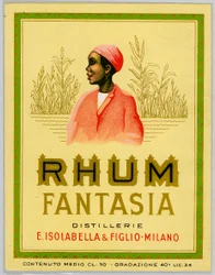Pubblicità del rum Fantasia, piantagione di canna da zucchero (inizio XX secolo)