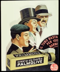 Poster pubblicitario per la crema da barba Palmolive 1936