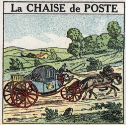 Trazione animale: la sedia da posta. Illustrazione anonima del 1925. Collezione privata.