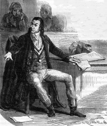 Antoine Quentin Fouquier de Tinville, detto Fouquier-Tinville (1746-1795), legislatore e rivoluzionario francese, pubblico accusatore del Tribunale Rivoluzionario - Incisione in "Histoire des Girondins" di Alphonse de Lamartine (1790-1869) 1865-1866 - Coll