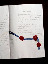 Articolo 12 del Trattato del 1815 tra la Francia e le Coalizioni. Secondo Trattato di Parigi firmato da Armand Emmanuel de Vignerot du Plessis, Duca di Richelieu: il Trattato prevede la cooperazione tra Austria, Regno Unito, Prussia e Russia