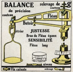 Bilancia dei solidi: bilance. Illustrazione anonima del 1925. Collezione privata.