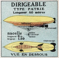 Palloni: dirigibile tipo patria. Illustrazione anonima del 1925. Collezione privata.