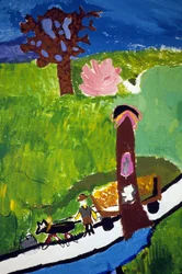 Contadini bretoni in campagna. Disegno di bambini della scuola della Croix Rousse a Saint Brieuc (Saint-Brieuc).
