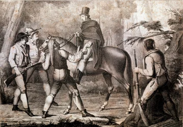 Briganti che attaccano un viaggiatore a cavallo