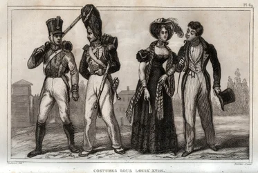 Costumi sotto Luigi XVIII. Incisione del 1859 in 