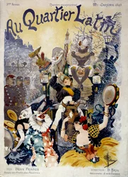 Copertina di "Au quartier latin" rappresentante una scena di carnevale nelle strade di Parigi